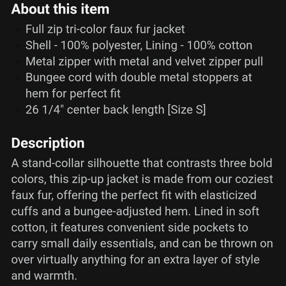 New Ugg Color Block Faux Fur Jacket NWOT Very Oversized Small Fits XL - Picture 4 of 10